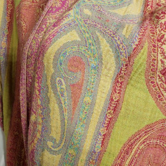 Very Colorful & Versatile Paisley Print 71" x 17" Scarf with 2.5" Tassels - Picture 3 of 16